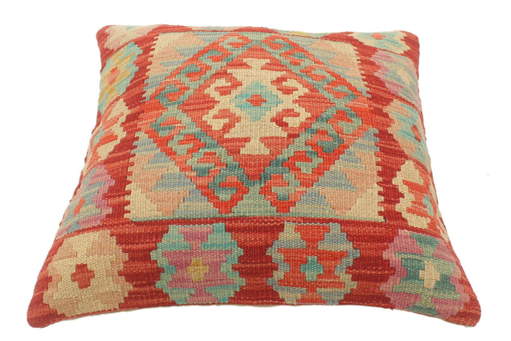handmade Tribal Turkish Antique Red Blue Hand-Woven SQUARE 100% WOOL pillow