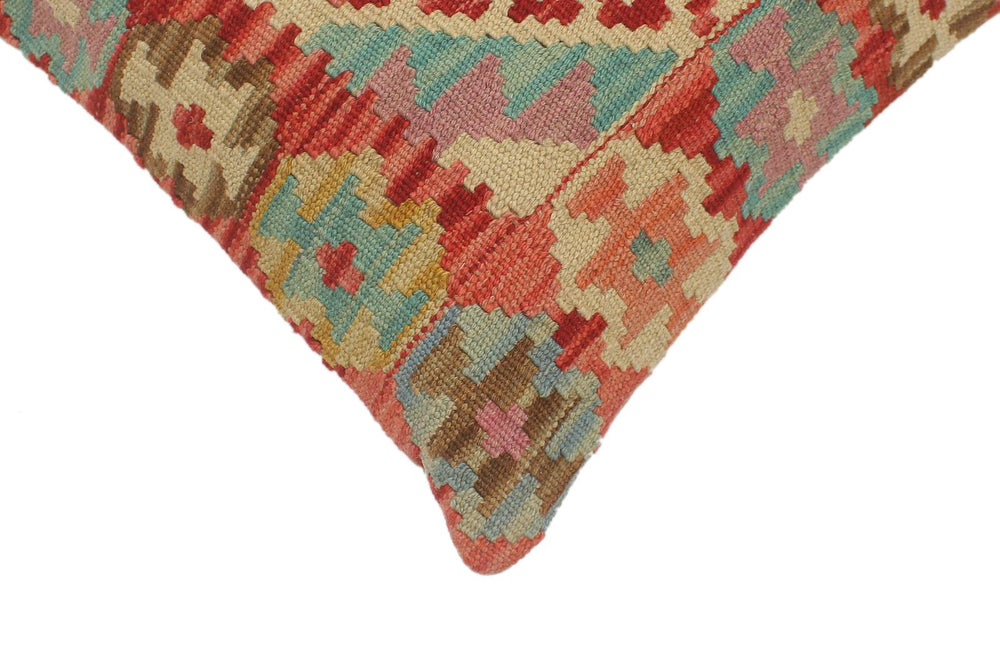 handmade Tribal Turkish Antique Red Blue Hand-Woven SQUARE 100% WOOL pillow