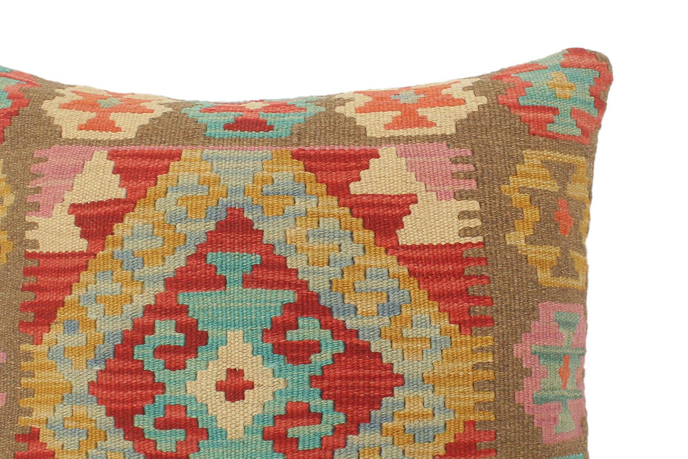 handmade Tribal Turkish Antique Red Blue Hand-Woven SQUARE 100% WOOL pillow