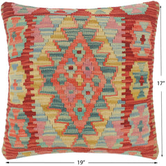 handmade Tribal Turkish Antique Red Blue Hand-Woven SQUARE 100% WOOL pillow