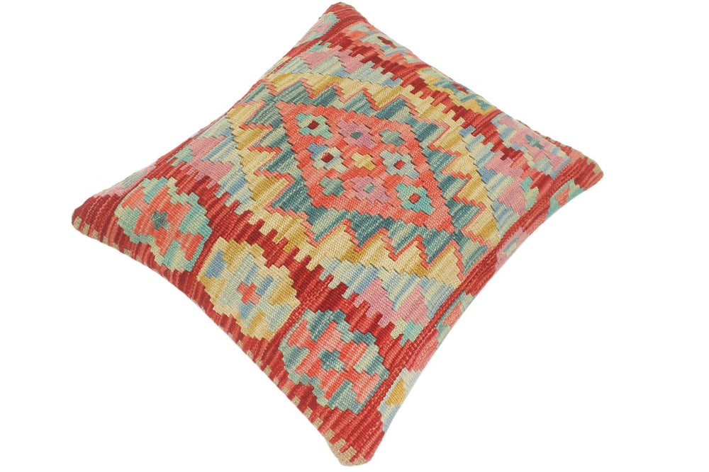 handmade Tribal Turkish Antique Red Blue Hand-Woven SQUARE 100% WOOL pillow