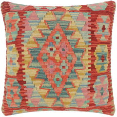 handmade Tribal Turkish Antique Red Blue Hand-Woven SQUARE 100% WOOL pillow