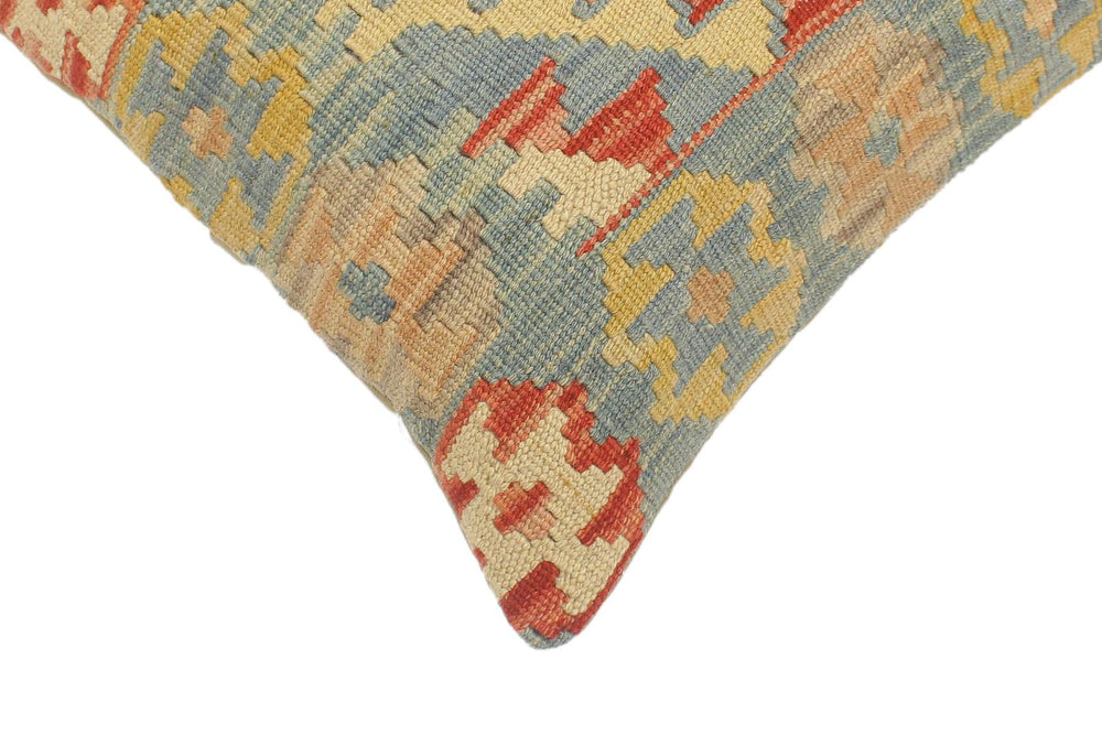 handmade Tribal Turkish Antique Rust Blue Hand-Woven SQUARE 100% WOOL pillow