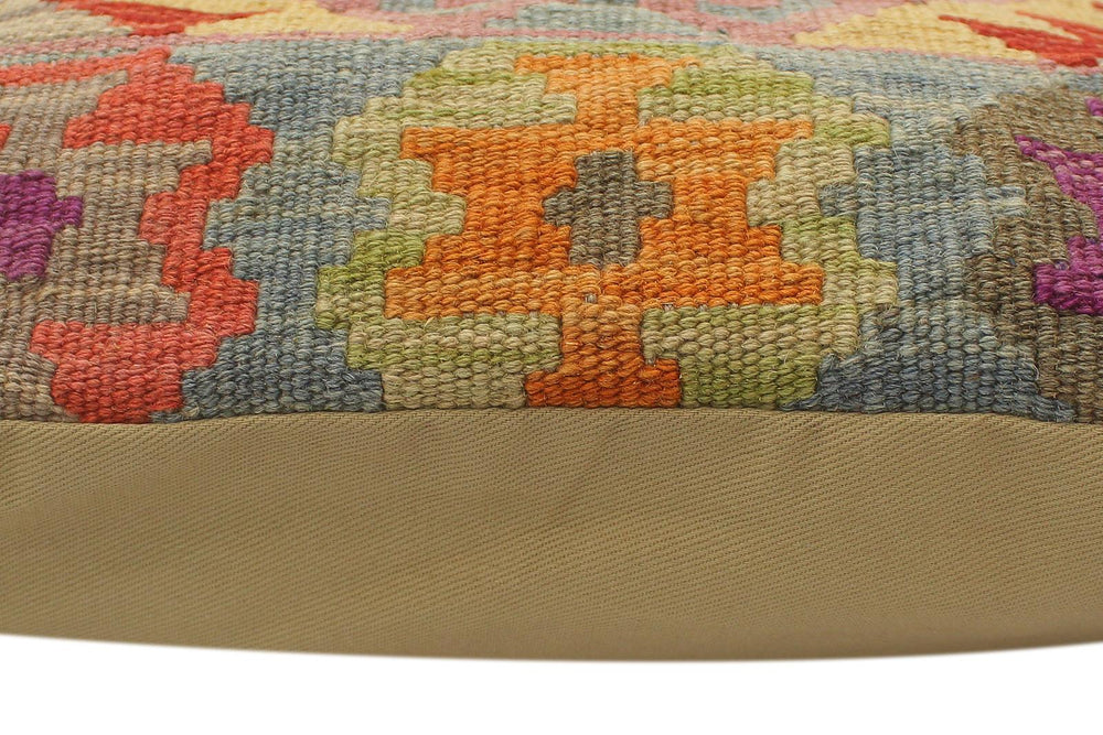 handmade Tribal Turkish Antique Rust Blue Hand-Woven SQUARE 100% WOOL pillow