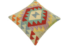 handmade Tribal Turkish Antique Rust Blue Hand-Woven SQUARE 100% WOOL pillow