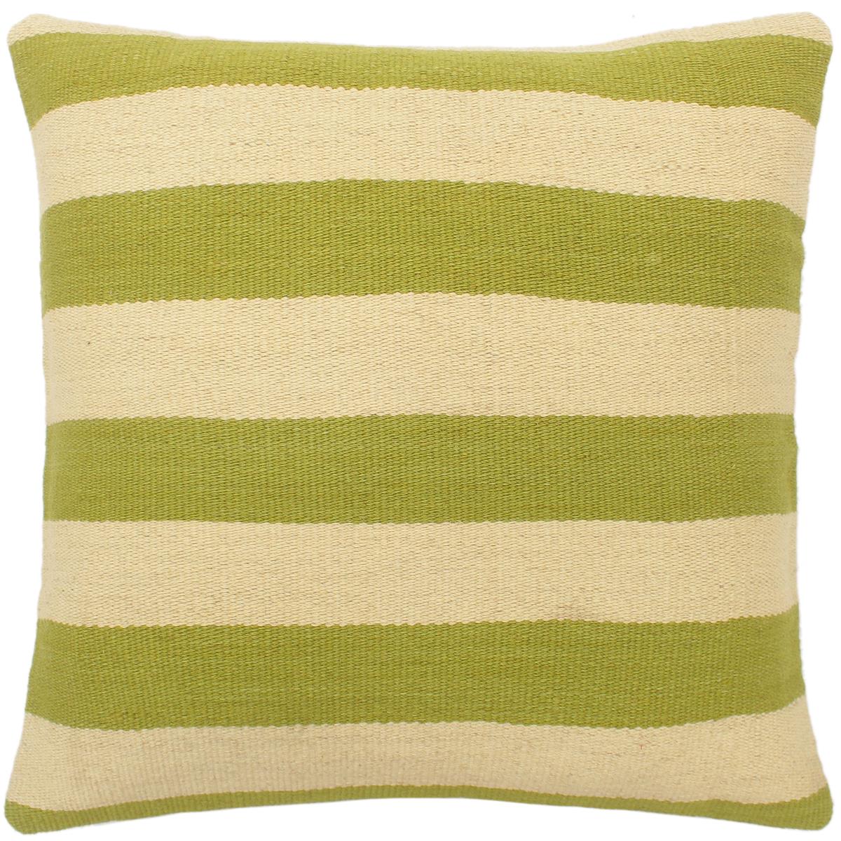 handmade Modern Beige Green Hand-Woven SQUARE 100% WOOL Pillow