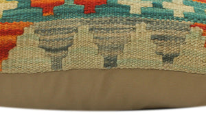handmade Tribal Turkish Antique Rust Blue Hand-Woven SQUARE 100% WOOL pillow
