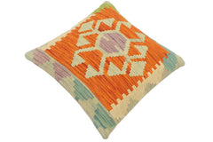 handmade Tribal Turkish Antique Rust Blue Hand-Woven SQUARE 100% WOOL pillow