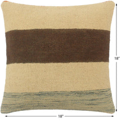 handmade Tribal Turkish Antique Beige Brown Hand-Woven SQUARE 100% WOOL pillow