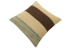 handmade Tribal Turkish Antique Beige Brown Hand-Woven SQUARE 100% WOOL pillow