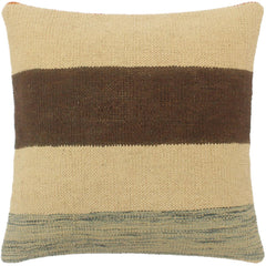 handmade Tribal Turkish Antique Beige Brown Hand-Woven SQUARE 100% WOOL pillow