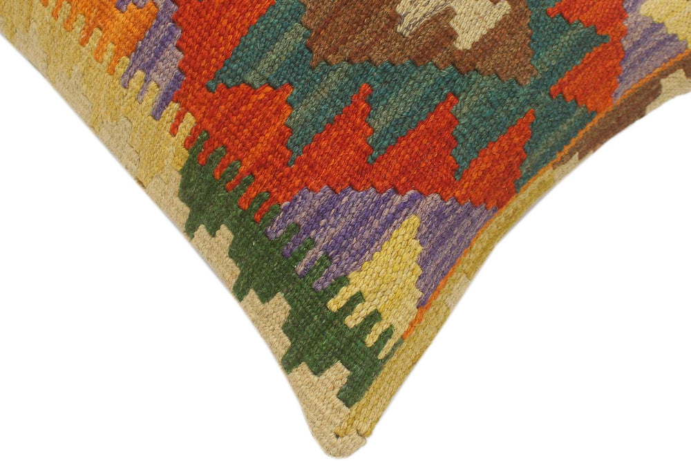 handmade Tribal Rust Blue Hand-Woven RECTANGLE 100% WOOL Pillow