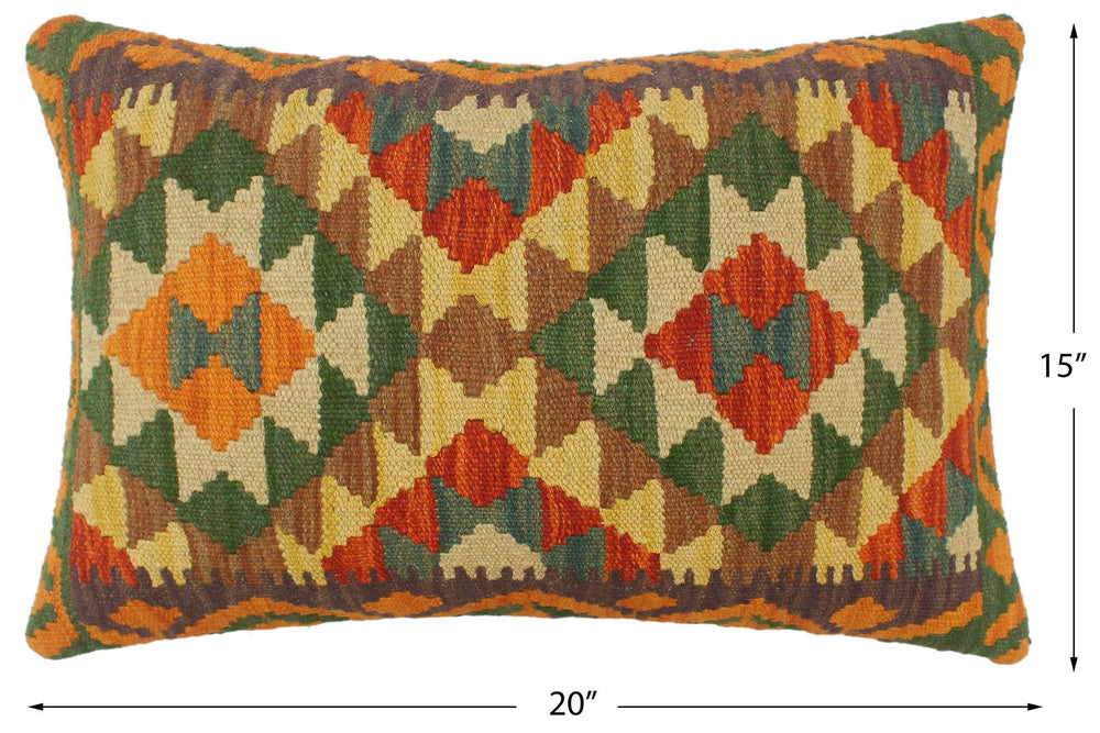 handmade Tribal Rust Gold Hand-Woven RECTANGLE 100% WOOL Pillow
