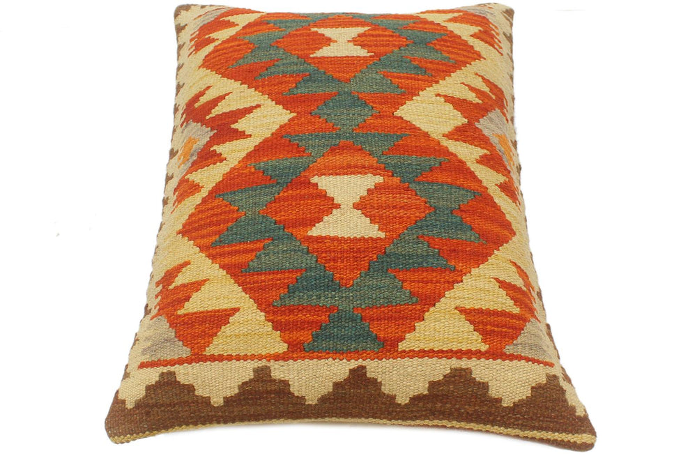 handmade Tribal Rust Beige Hand-Woven RECTANGLE 100% WOOL Pillow