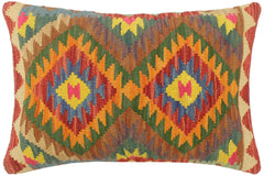 handmade Tribal Red Blue Hand-Woven RECTANGLE 100% WOOL Pillow
