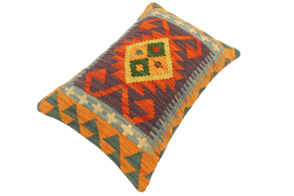 handmade Tribal Rust Blue Hand-Woven RECTANGLE 100% WOOL Pillow