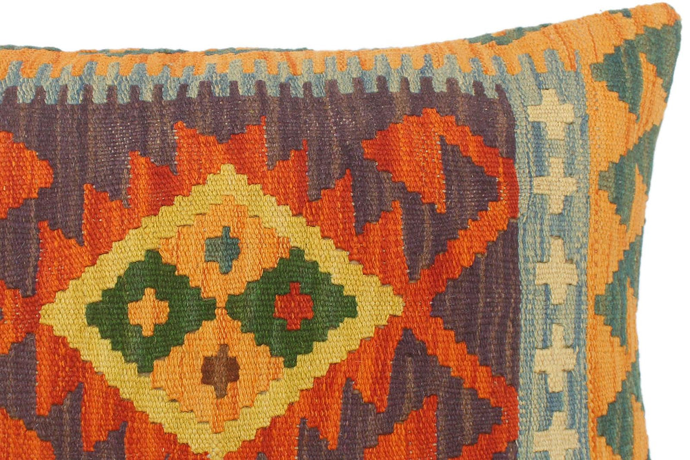 handmade Tribal Rust Blue Hand-Woven RECTANGLE 100% WOOL Pillow