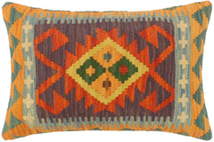 handmade Tribal Rust Blue Hand-Woven RECTANGLE 100% WOOL Pillow