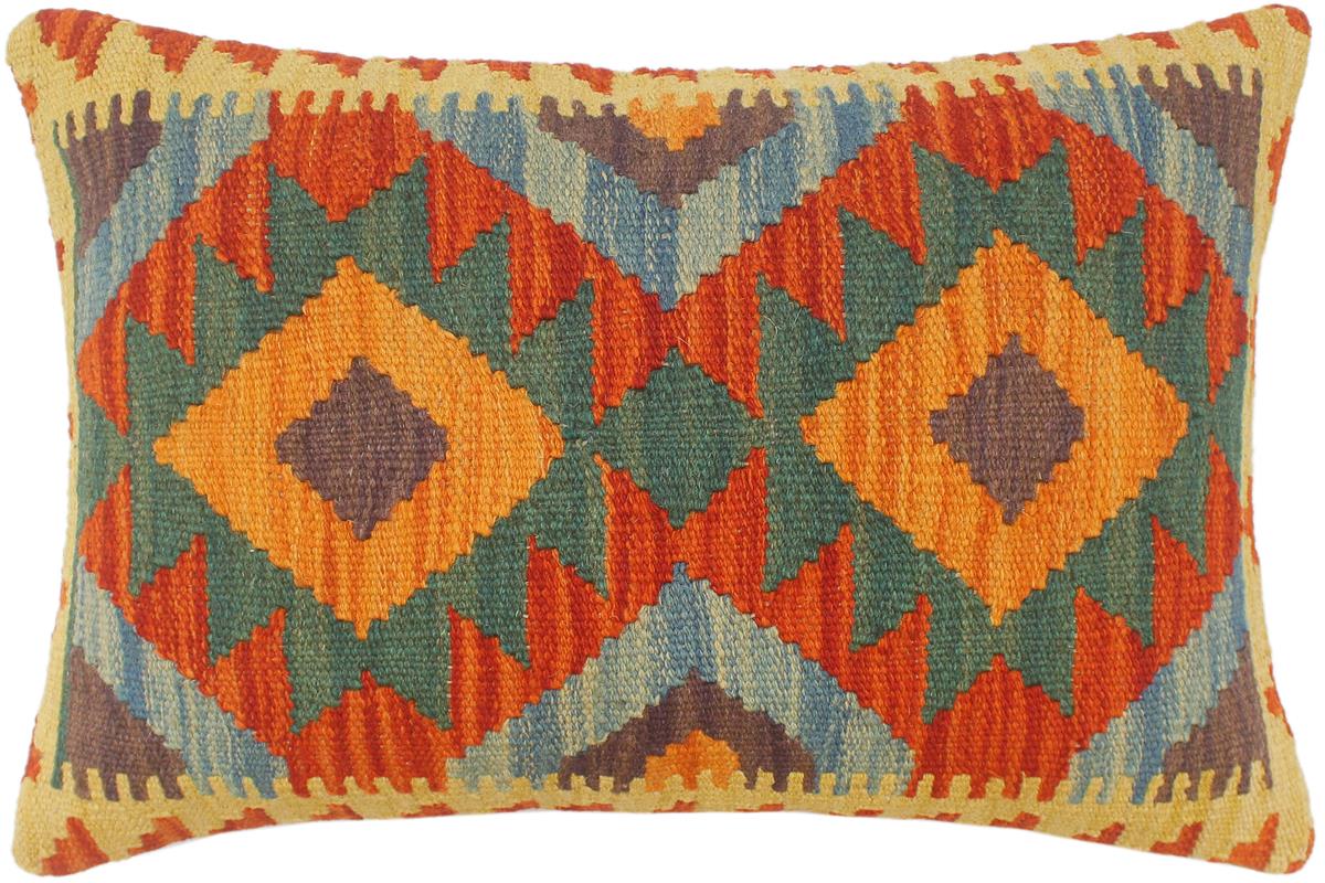 handmade Tribal Rust Blue Hand-Woven RECTANGLE 100% WOOL Pillow