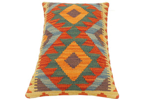 handmade Tribal Rust Blue Hand-Woven RECTANGLE 100% WOOL Pillow