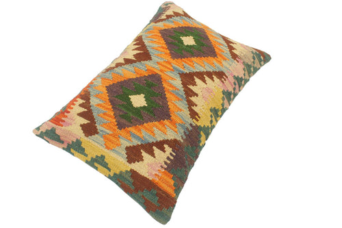 handmade Tribal Rust Blue Hand-Woven RECTANGLE 100% WOOL Pillow