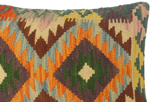 handmade Tribal Rust Blue Hand-Woven RECTANGLE 100% WOOL Pillow