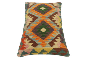 handmade Tribal Rust Blue Hand-Woven RECTANGLE 100% WOOL Pillow