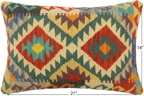 handmade Tribal Rust Beige Hand-Woven RECTANGLE 100% WOOL Pillow