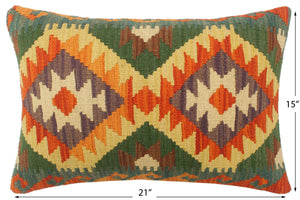 handmade Tribal Rust Gold Hand-Woven RECTANGLE 100% WOOL Pillow
