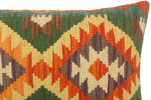 handmade Tribal Rust Gold Hand-Woven RECTANGLE 100% WOOL Pillow