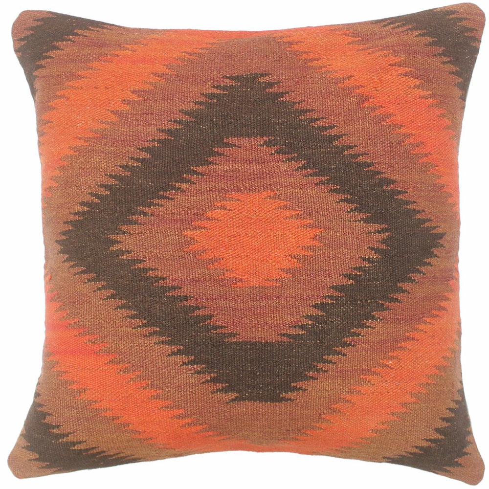 handmade Tribal Turkish Antique Rust Black Hand-Woven SQUARE 100% WOOL pillow