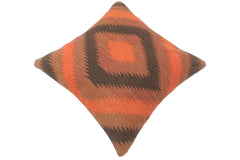 handmade Tribal Turkish Antique Rust Black Hand-Woven SQUARE 100% WOOL pillow