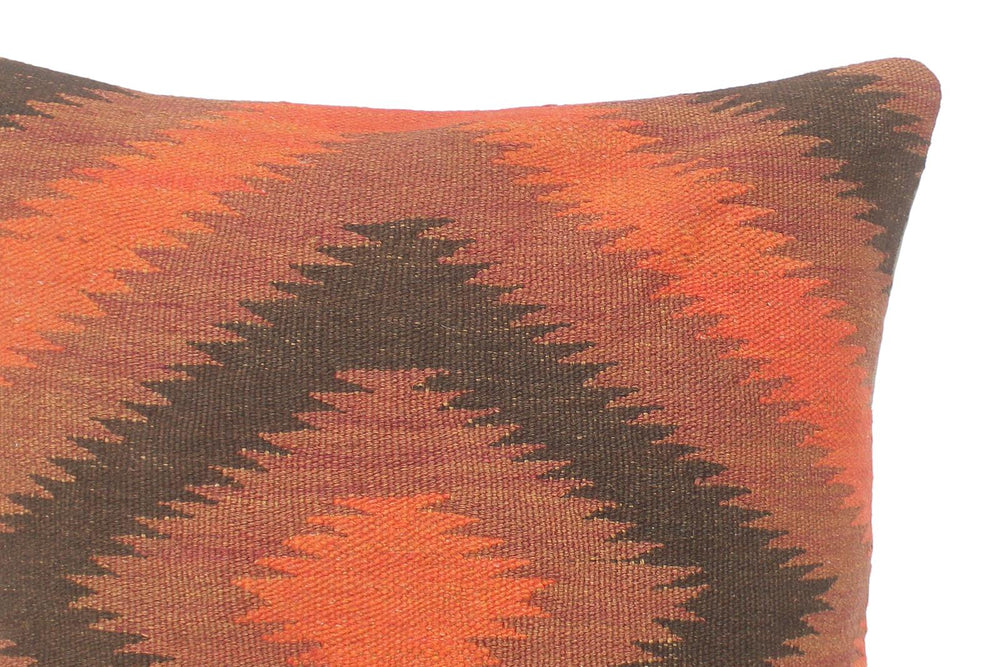 handmade Tribal Turkish Antique Rust Black Hand-Woven SQUARE 100% WOOL pillow