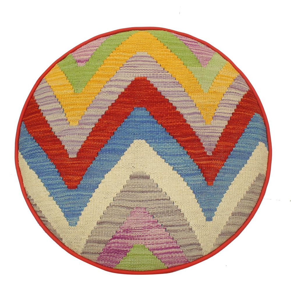 handmade Modern Victorianot Rust Blue Hand-made ROUND Vegetable dyed wool and wood  23 x 23 x 18