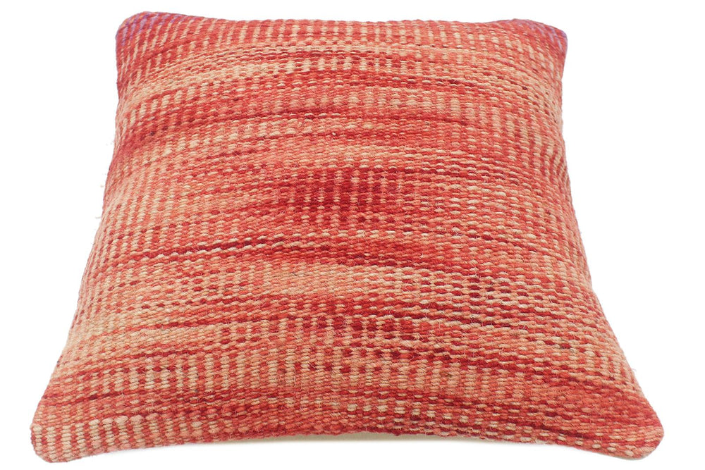 handmade Modern Red Beige Hand-Woven SQUARE 100% WOOL Pillow