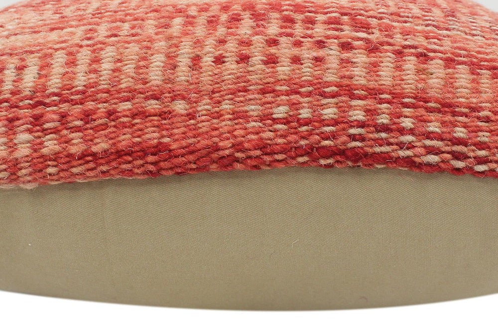 handmade Modern Red Beige Hand-Woven SQUARE 100% WOOL Pillow