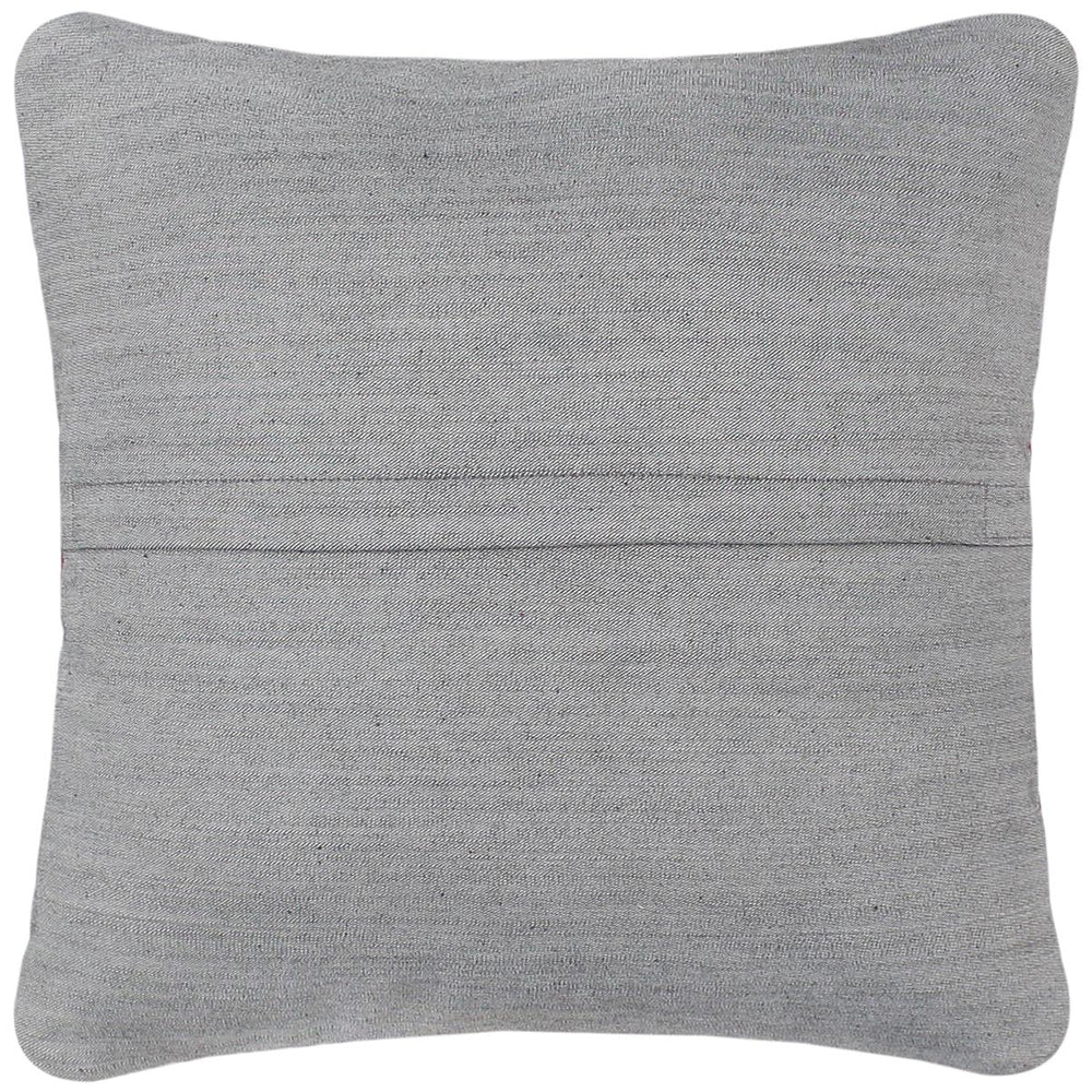 handmade  Pillow Gray Red Hand-Woven SQUARE 100% Wool Suzani Throw Pillow
