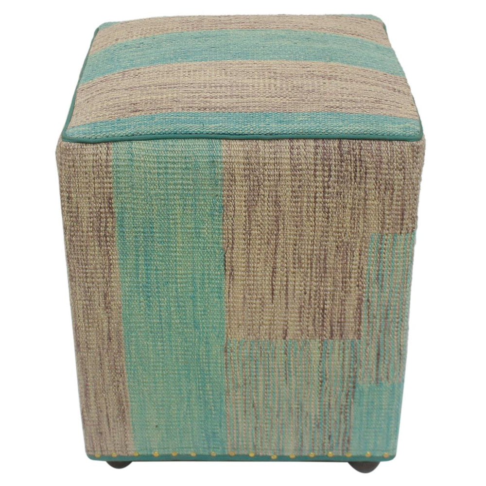 handmade Modern Ottoman Green Purple Hand-made SQUARE handmade ottoman pouf
