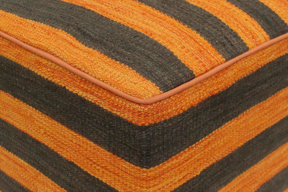 handmade Modern Ottoman Orange Black Hand-made SQUARE handmade ottoman pouf