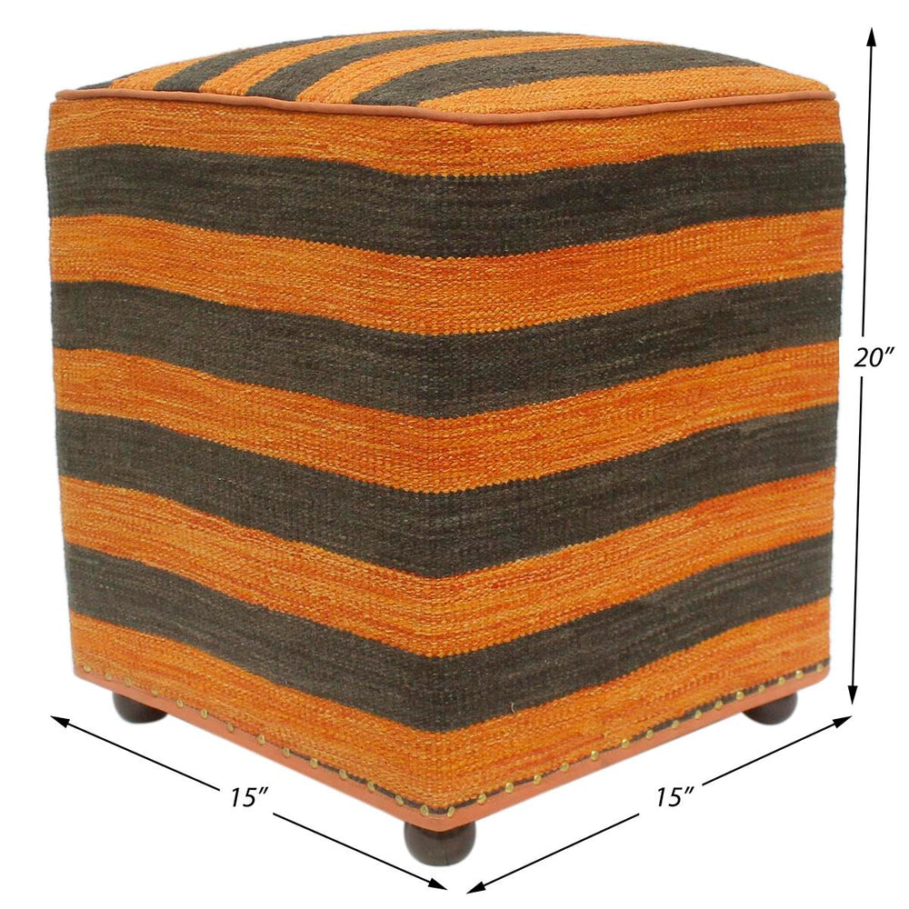 handmade Modern Ottoman Orange Black Hand-made SQUARE handmade ottoman pouf