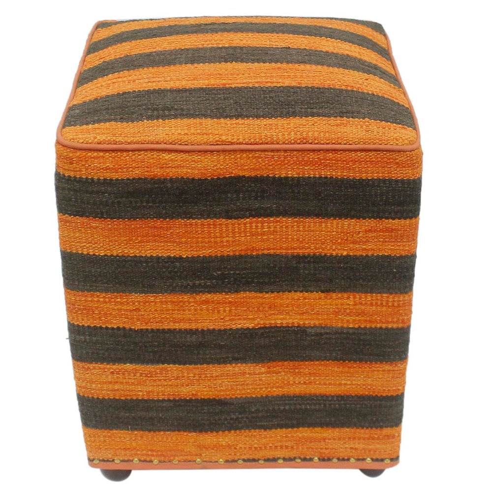 handmade Modern Ottoman Orange Black Hand-made SQUARE handmade ottoman pouf