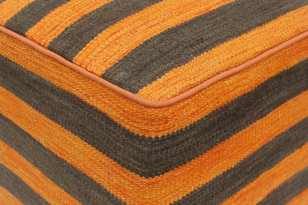 handmade Modern Ottoman Orange Black Hand-made SQUARE handmade ottoman pouf