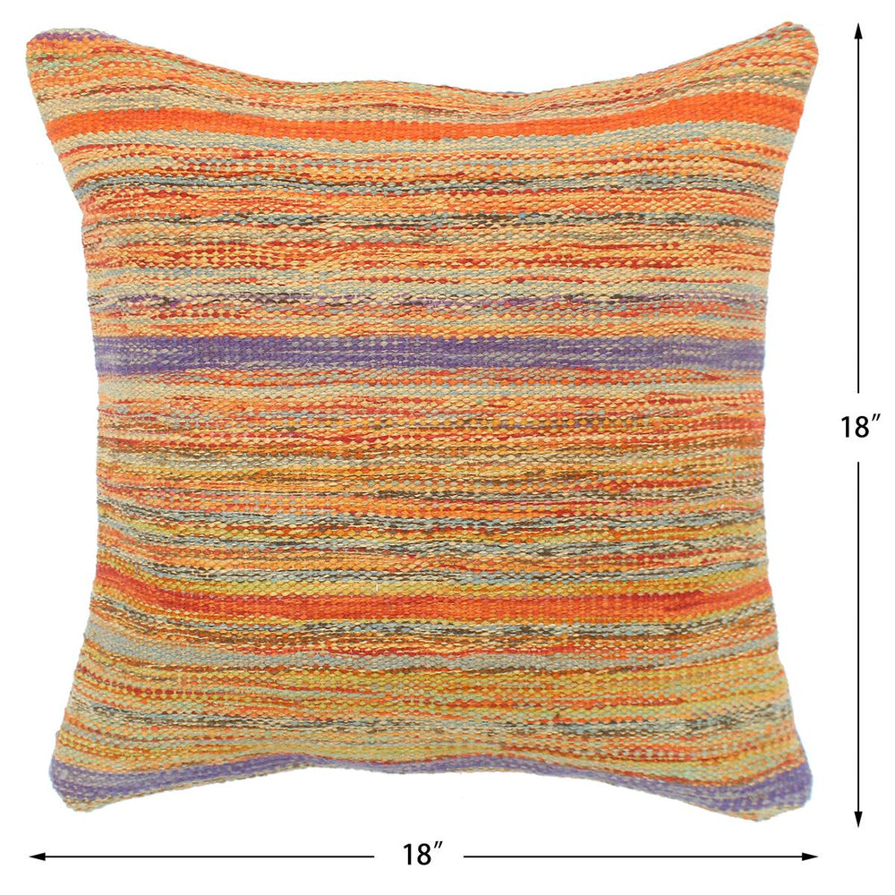 handmade Modern Pillow Rust Blue Hand-Woven SQUARE 100% WOOL  Hand woven turkish pillow  2 x 2