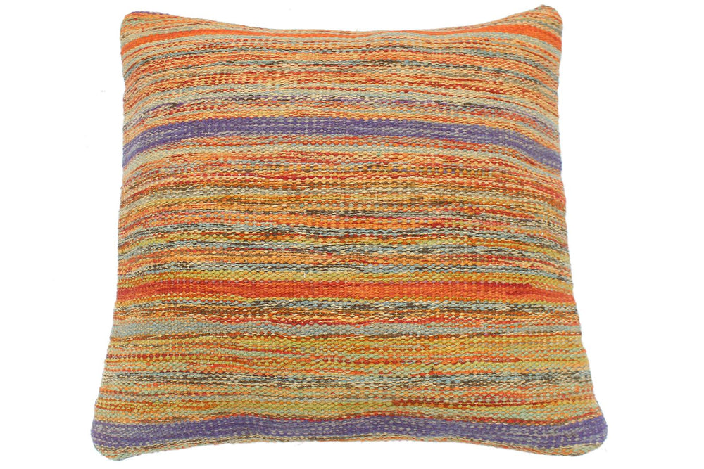 handmade Modern Pillow Rust Blue Hand-Woven SQUARE 100% WOOL  Hand woven turkish pillow  2 x 2