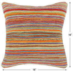 handmade Modern Pillow Rust Blue Hand-Woven SQUARE 100% WOOL  Hand woven turkish pillow  2 x 2
