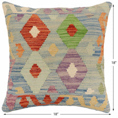 handmade Traditional Pillow Blue Rust Hand-Woven SQUARE 100% WOOL Hand woven turkish pillow2 x 2