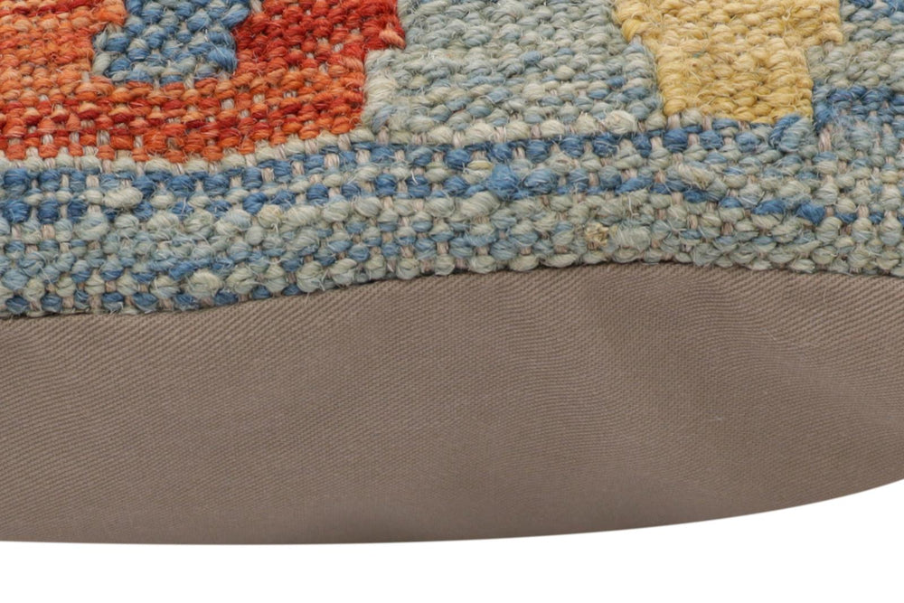 handmade Traditional Pillow Blue Rust Hand-Woven SQUARE 100% WOOL Hand woven turkish pillow2 x 2