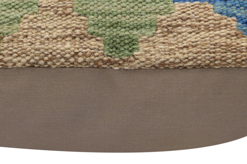 handmade Traditional Pillow Blue Orange Hand-Woven SQUARE 100% WOOL Hand woven turkish pillow2 x 2