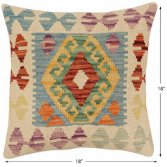 handmade Traditional Pillow Blue Rust Hand-Woven SQUARE 100% WOOL Hand woven turkish pillow2 x 2