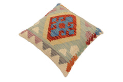 handmade Traditional Pillow Rust Blue Hand-Woven SQUARE 100% WOOL Hand woven turkish pillow2 x 2